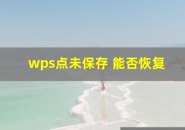 wps点未保存 能否恢复